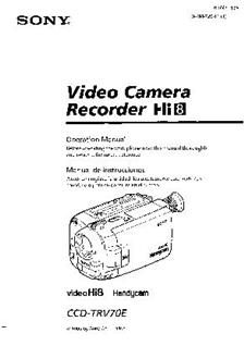 Sony CCD TRV 70 E manual. Camera Instructions.